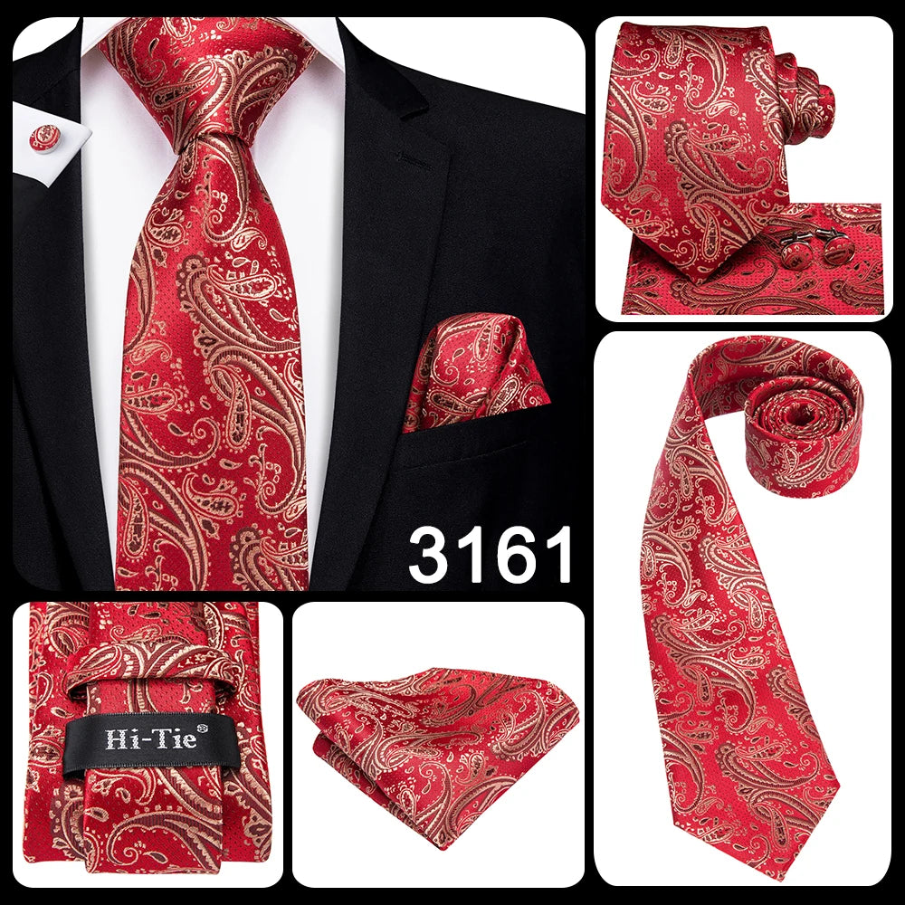 Hi-Tie 8.5cm Business Black Solid Paisley 100% Silk Men's Tie Neck Strip Ties for Men Formal Luxury Wedding Neckties Gravatas Good Vibrations
