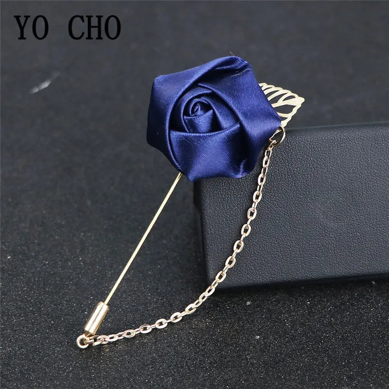 YO CHO Groom Boutonniere Corsage Pins Wedding Silk Flower Groomsman Boutonnieres Buttonhole Wedding Flowers Marriage Accessories Good Vibrations