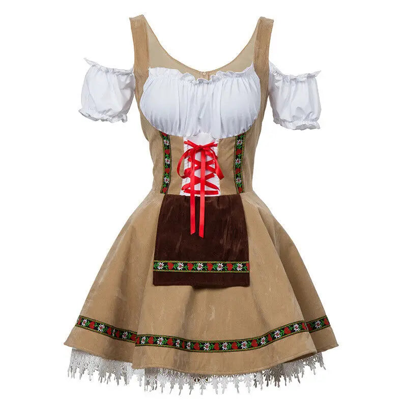 3xl Women Oktoberfest Costume German Bavarian Dirndl Beer Maid Fancy Dress German Bavarian Beer Outfit Cosplay Halloween Costume Good Vibrations