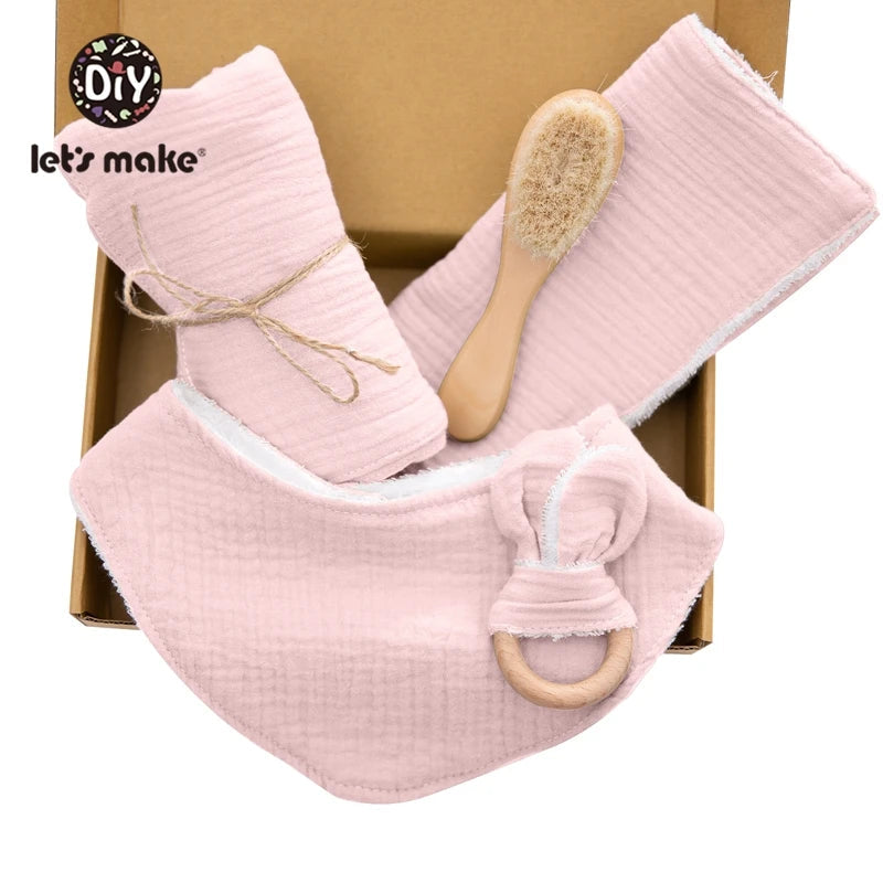 Let's Make Baby Bath Toy Set Double Sided Cotton Blanket Saliva Towel Rabbit Bracelet Toys Baby Bath Gift Products For Kids Good Vibrations