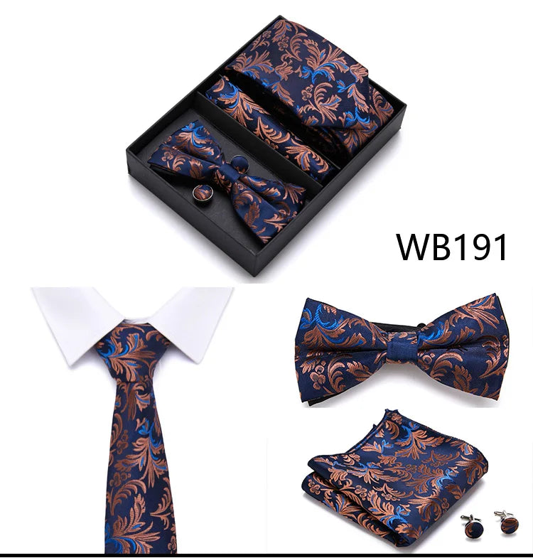Tie For Men Formal Dress Tuxedo NeckTie Handkerchief Bow Tie Set PlaisyParty Groom Wedding Butterfly Bowtie In Box Good Vibrations