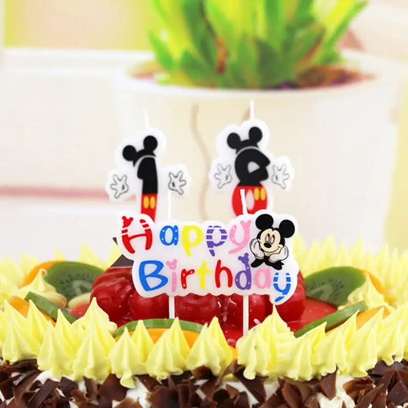 Hot Happy Birthday Number 0-9 Candles Cartoon Mickey Minnie Mouse Candle Cake Cupcake Topper Party Decoration Supplies DIY Gifts Good Vibrations