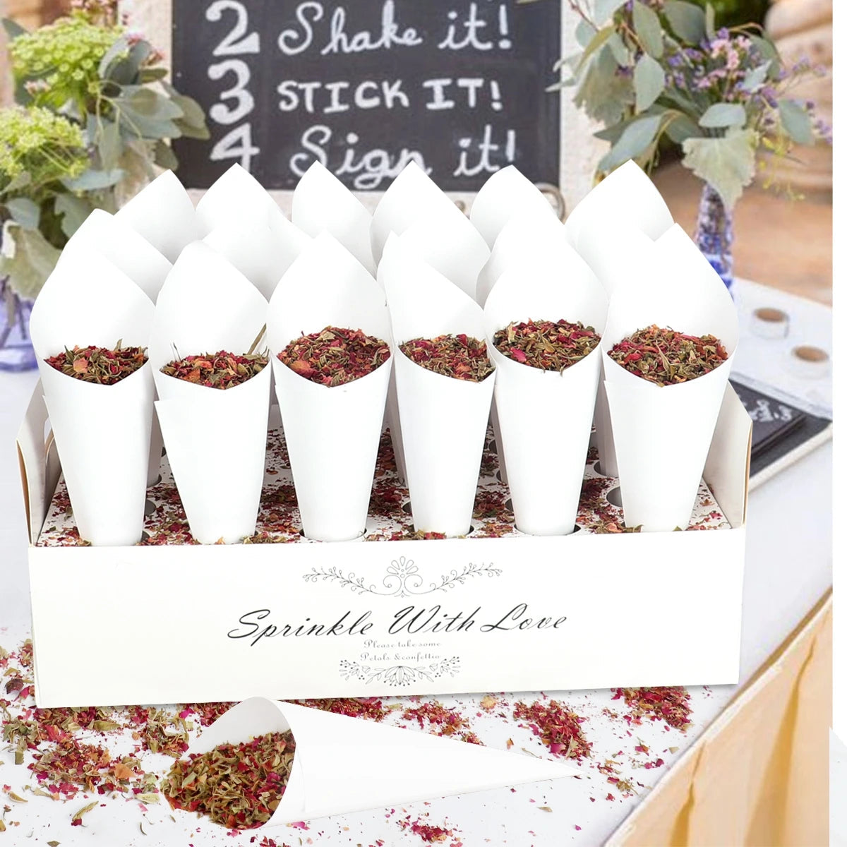 Kraft Paper Wedding Tray Confetti Cone Stand Box Tray Rustic Wedding Decoration Wedding Confetti Cones Wedding Cones  Set supply Good Vibrations