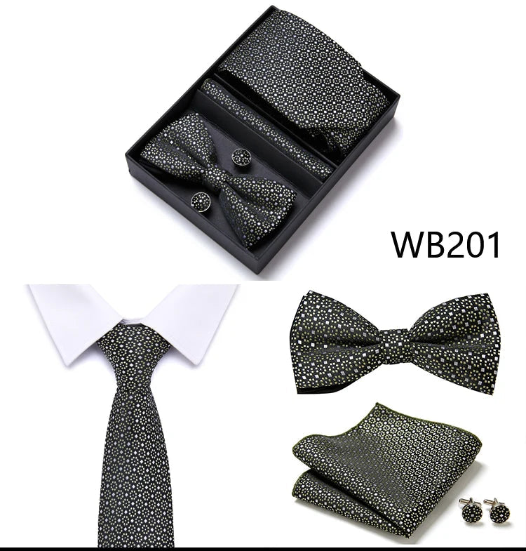 Tie For Men Formal Dress Tuxedo NeckTie Handkerchief Bow Tie Set PlaisyParty Groom Wedding Butterfly Bowtie In Box Good Vibrations