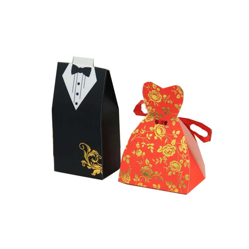 20/30pcs Bride And Groom Candy Box Wedding Favor And Gifts Box Sweet Bags With Ribbon Wedding Decoration Souvenirs Party Decor Good Vibrations