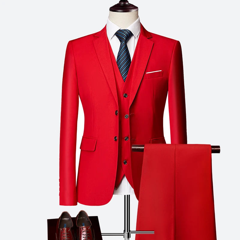 Wedding suit men classical Men's Business suit 3 pieces New Formal Korean Slims Suit Dress Suit tuxedo groom suit Good Vibrations