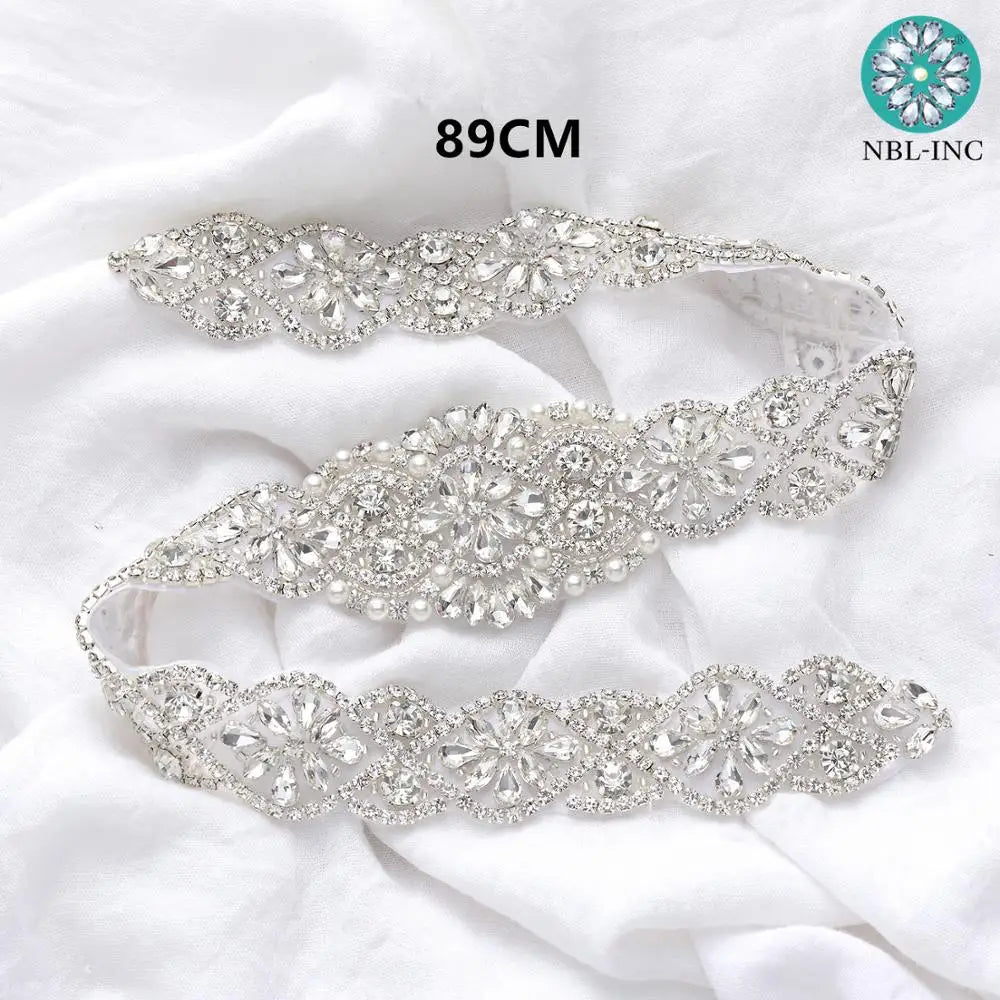 (1PC) Silver Rhinestone crystal iron on applique belt iron on wedding beaded bridal trim for wedding dresses clothing WDD0209 Good Vibrations