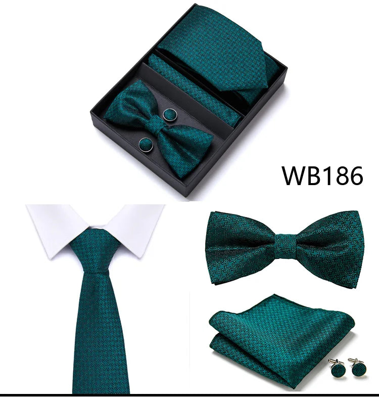 Tie For Men Formal Dress Tuxedo NeckTie Handkerchief Bow Tie Set PlaisyParty Groom Wedding Butterfly Bowtie In Box Good Vibrations