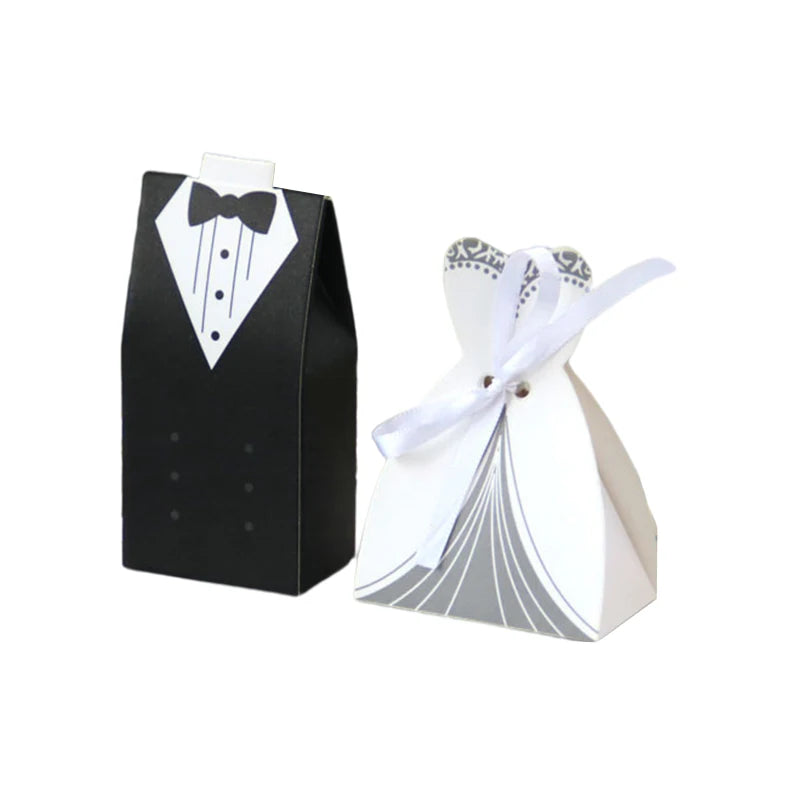 20/30pcs Bride And Groom Candy Box Wedding Favor And Gifts Box Sweet Bags With Ribbon Wedding Decoration Souvenirs Party Decor Good Vibrations