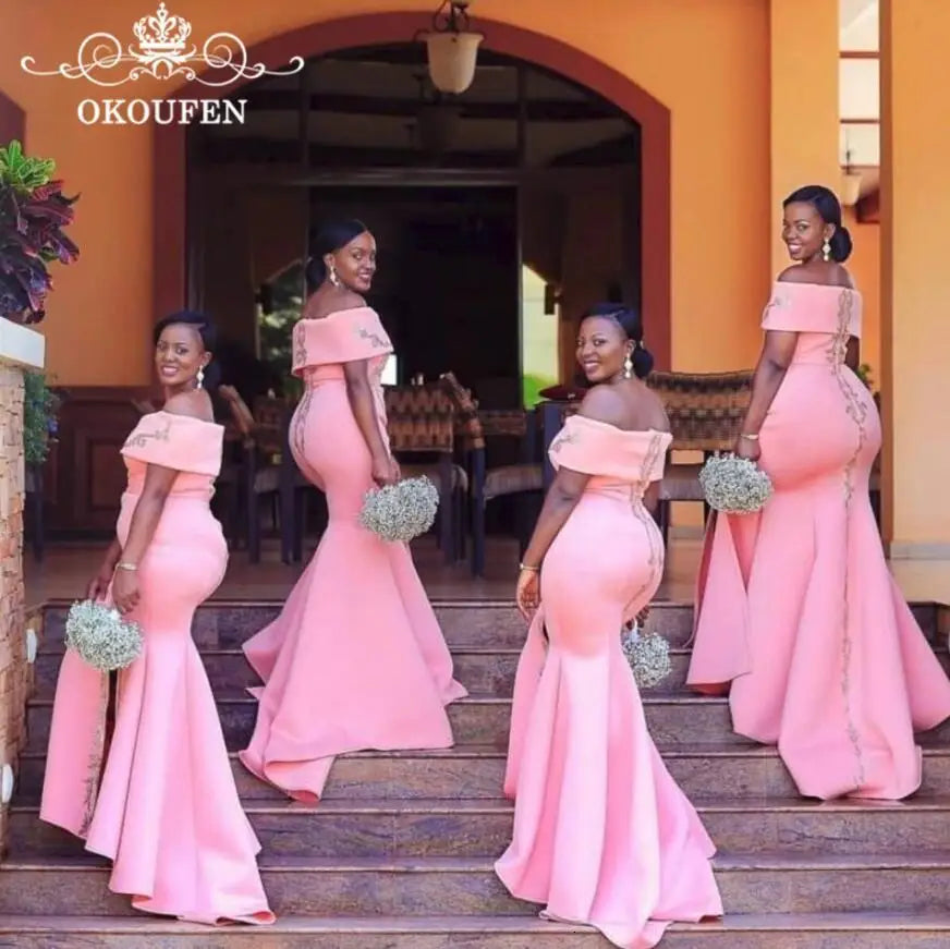 Pink Dress Bridesmaid D11 Mermaid Gives The Camera Of Silver Youth Shoulder Wedding Party Good Vibrations