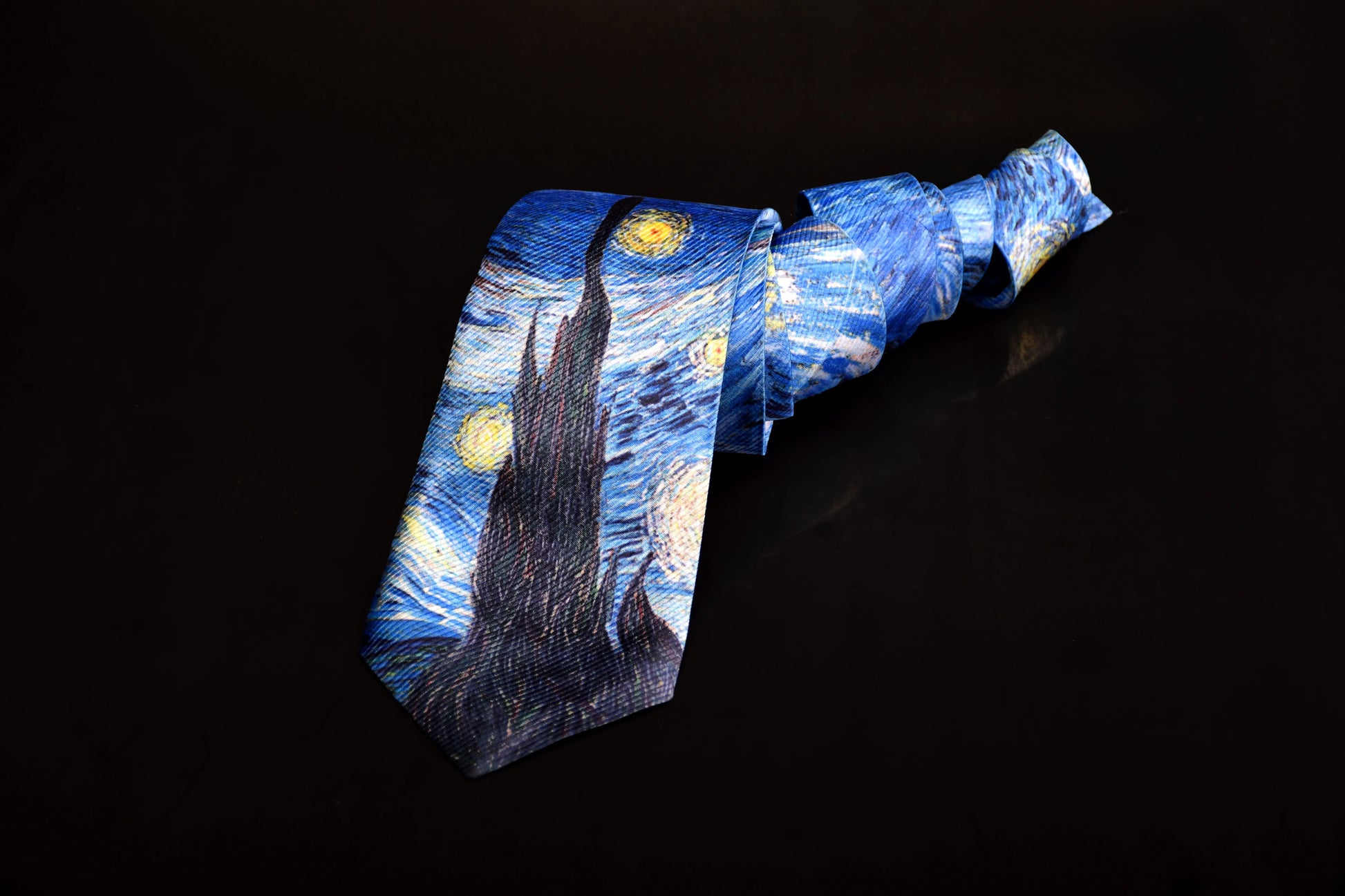 3D Printed 8cm Wide Men's Tie Van Gogh Oil Painting Starry Moon Night Fun Tie Casual Party Wedding Suit  Dress Neck Tie For Men Good Vibrations