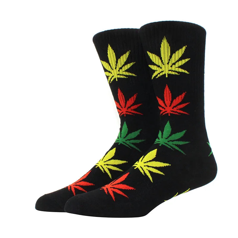 1 pair Men's Fashion Business Weed Hemp Cotton Socks Street Fashion Skateboard Couple Girls Harajuku Trend Socks Give Men a Gift Good Vibrations Adult Super Store