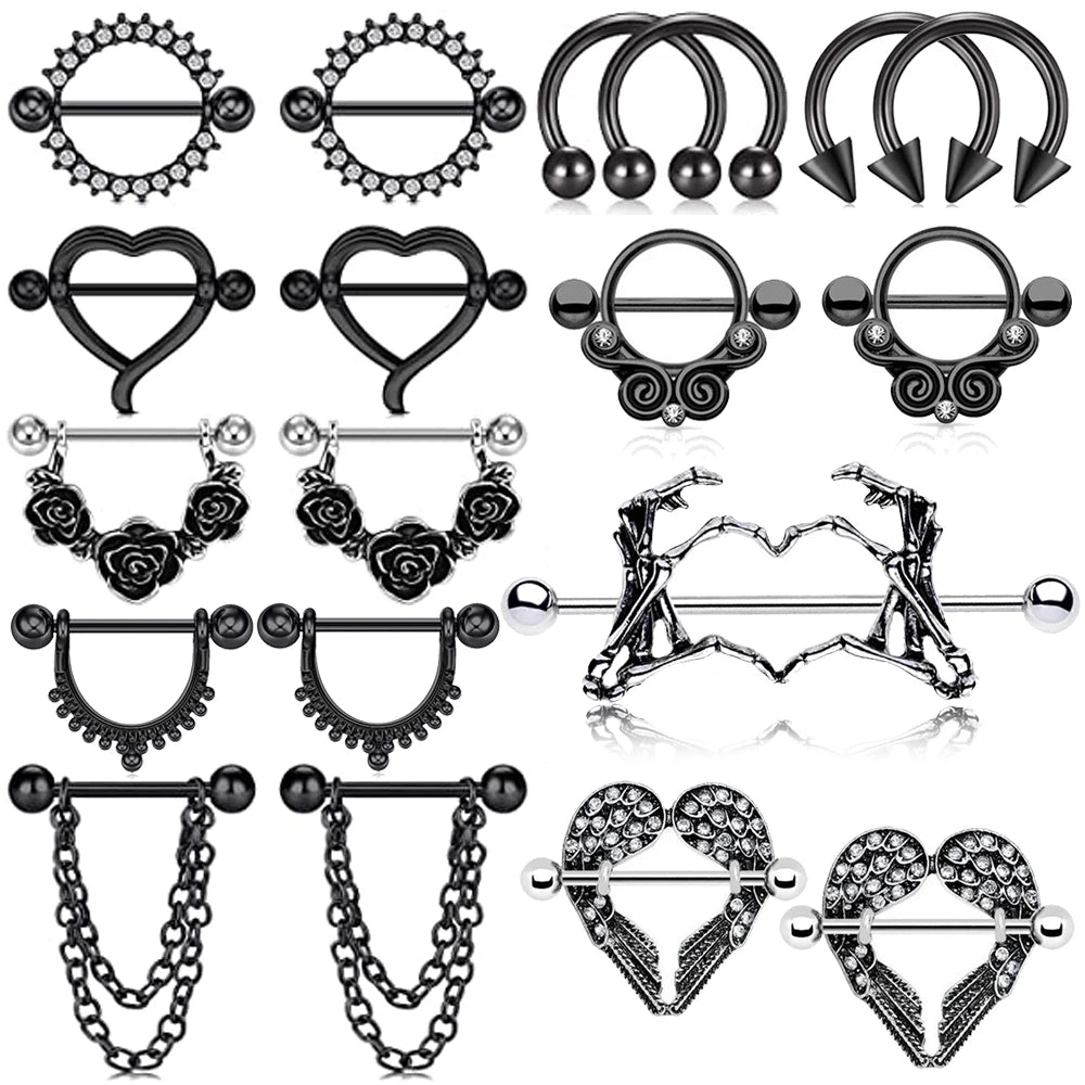 10 Style 14G Nipple Rings Nipplering for Women Straight Tongue Rings Barbell Nipple Rings Piercing Jewelry Good Vibrations Adult Super Store