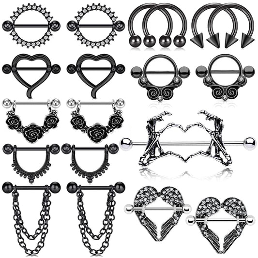 10 Style 14G Nipple Rings Nipplering for Women Straight Tongue Rings Barbell Nipple Rings Piercing Jewelry Good Vibrations Adult Super Store