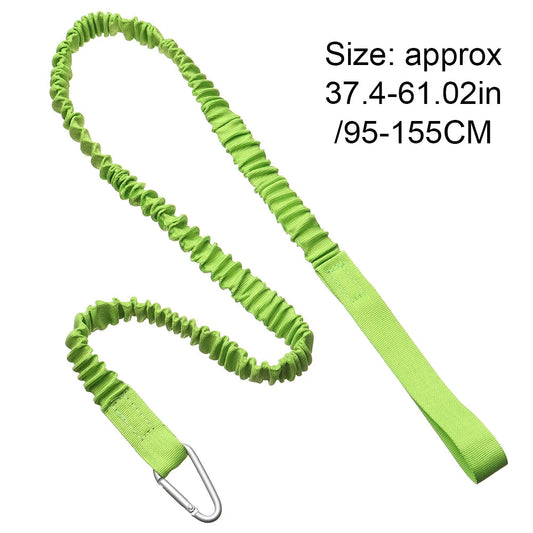 Paddle Leash Kayak Rod Lanyard Surfboard Ankle Leash Safety Carabiner Elastic Adjustable Paddle Board Rope Fishing Rod Holder Good Vibrations