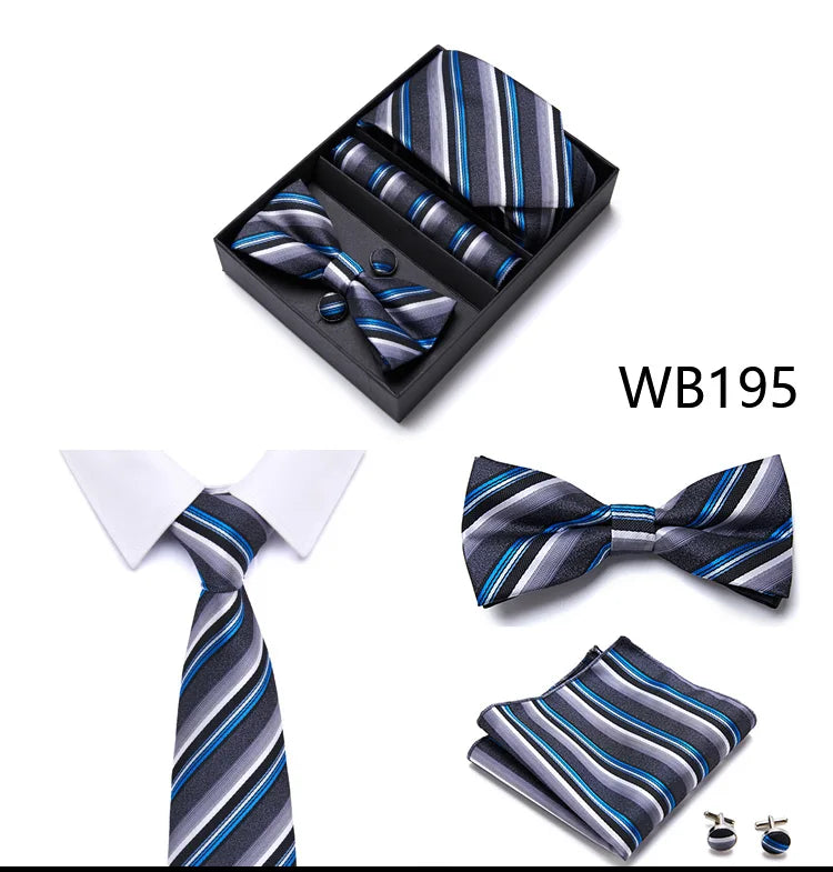 Tie For Men Formal Dress Tuxedo NeckTie Handkerchief Bow Tie Set PlaisyParty Groom Wedding Butterfly Bowtie In Box Good Vibrations