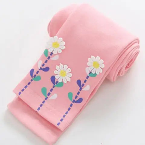 Spring Girls Leggings Cotton Trousers Fille Kids Pants Girls Pants Skinny Print Cartoon Pattern Children Leggings Trousers Good Vibrations