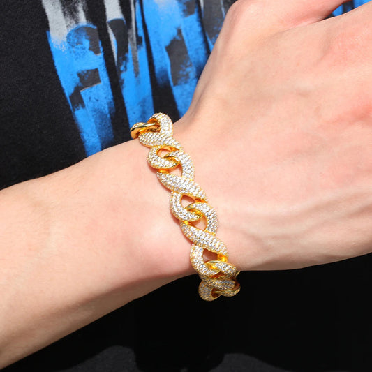New Twist Cuban Link Chain Bracelet Full Iced Out Miami Cuban Infinity Bracelet AAA Zirconia Hip Hop Men Jewelry Good Vibrations