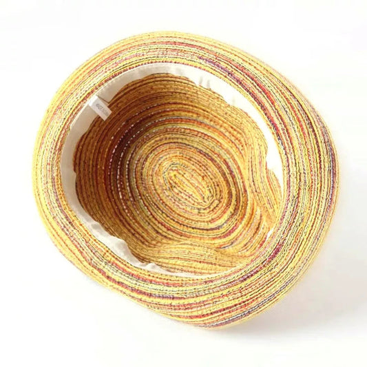 Summer Hats for Women Men Bow Straw Hats Beach Jazz Panama Cape Boat Hat Women Bohemia Travel bone Good Vibrations