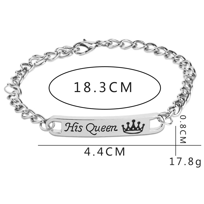 his queen her king Bracelets for lovers Women Bending statement couple Gift imperial crown bracelet for girlfriend boyfriend Good Vibrations