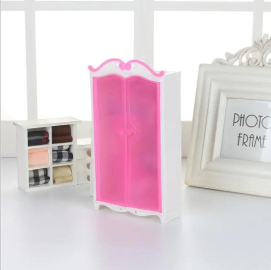 for armoire barbie doll accessories furnitures miniature cabinet pink 30cm furniture wardrobe princess bedroom closet Good Vibrations