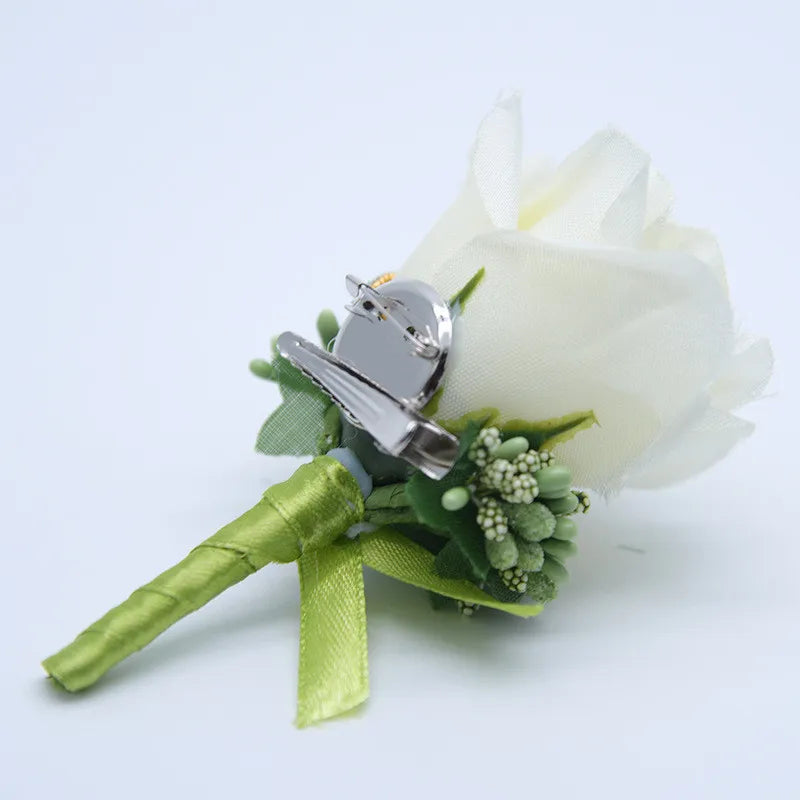 YO CHO Wedding Bouquet Artificial Rose Flowers Blue Brooch Corsages Glitter Rhinestone Ribbon Lace Classic Prom Boutonniere Pins Good Vibrations