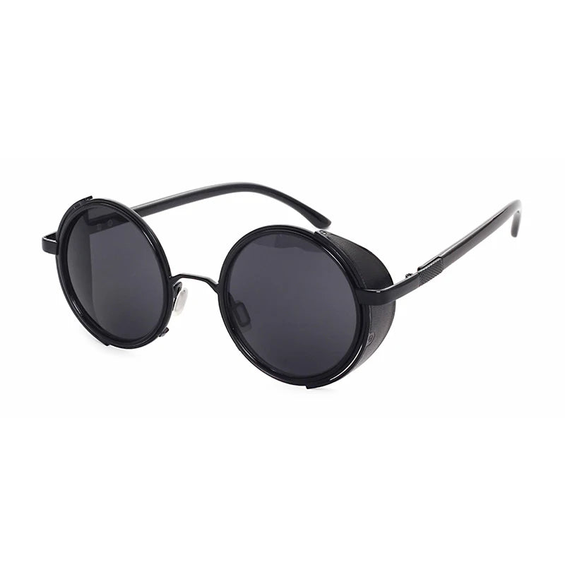 Retro Steampunk Sunglasses Men Women Round Metal Shields Sun Glasses Brand Designer Fashion Eyewear Mirror Lens UV400 Good Vibrations