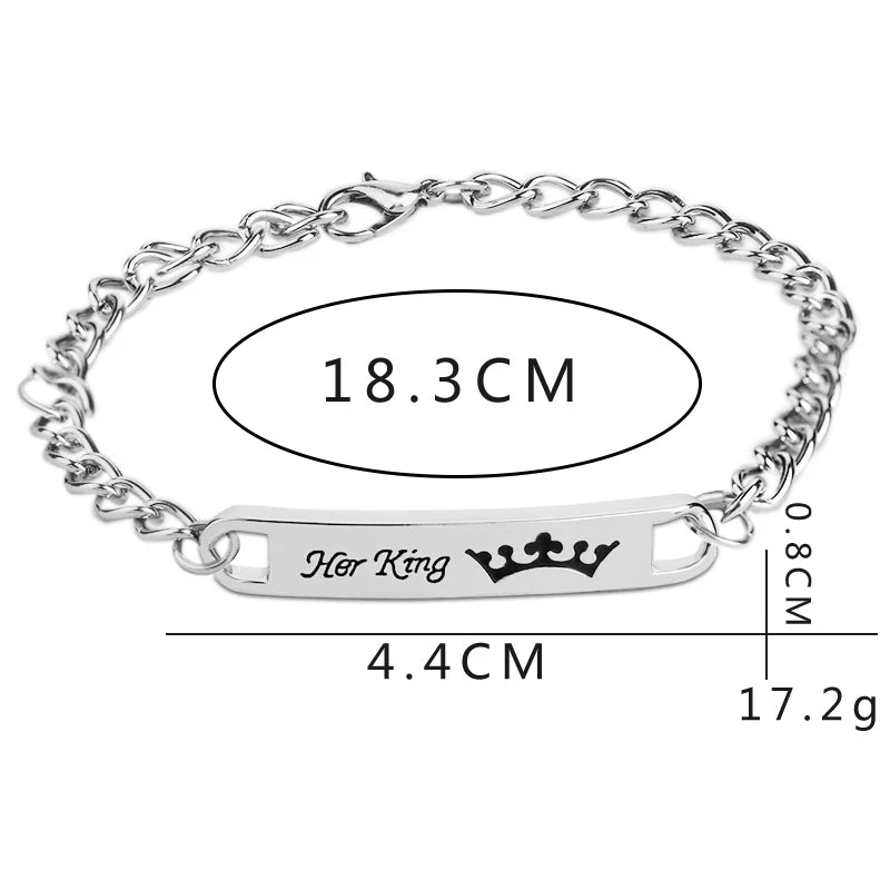 his queen her king Bracelets for lovers Women Bending statement couple Gift imperial crown bracelet for girlfriend boyfriend Good Vibrations
