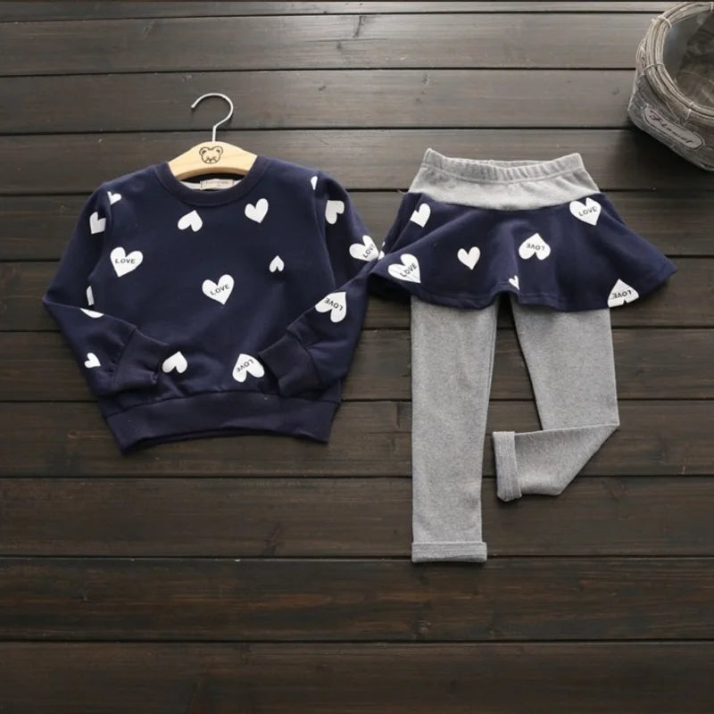 Toddler Girls Clothing Sets Autumn spring Children Girls Clothes T Shirt Skirt Legging Pants Outfits Kids Girls Sport Suit Good Vibrations