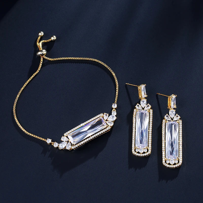 RAKOL SP3059 Middle East Brass Women Set Jewelry Zircon Bangle and Ring Set Good Vibrations