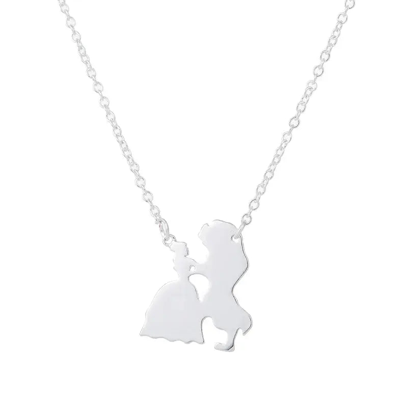 2025 New Movie Jewelry Beauty and the Beast Necklace for Women Prince Princess Pendant Necklaces Lover Accessories Gifts Good Vibrations Adult Super Store