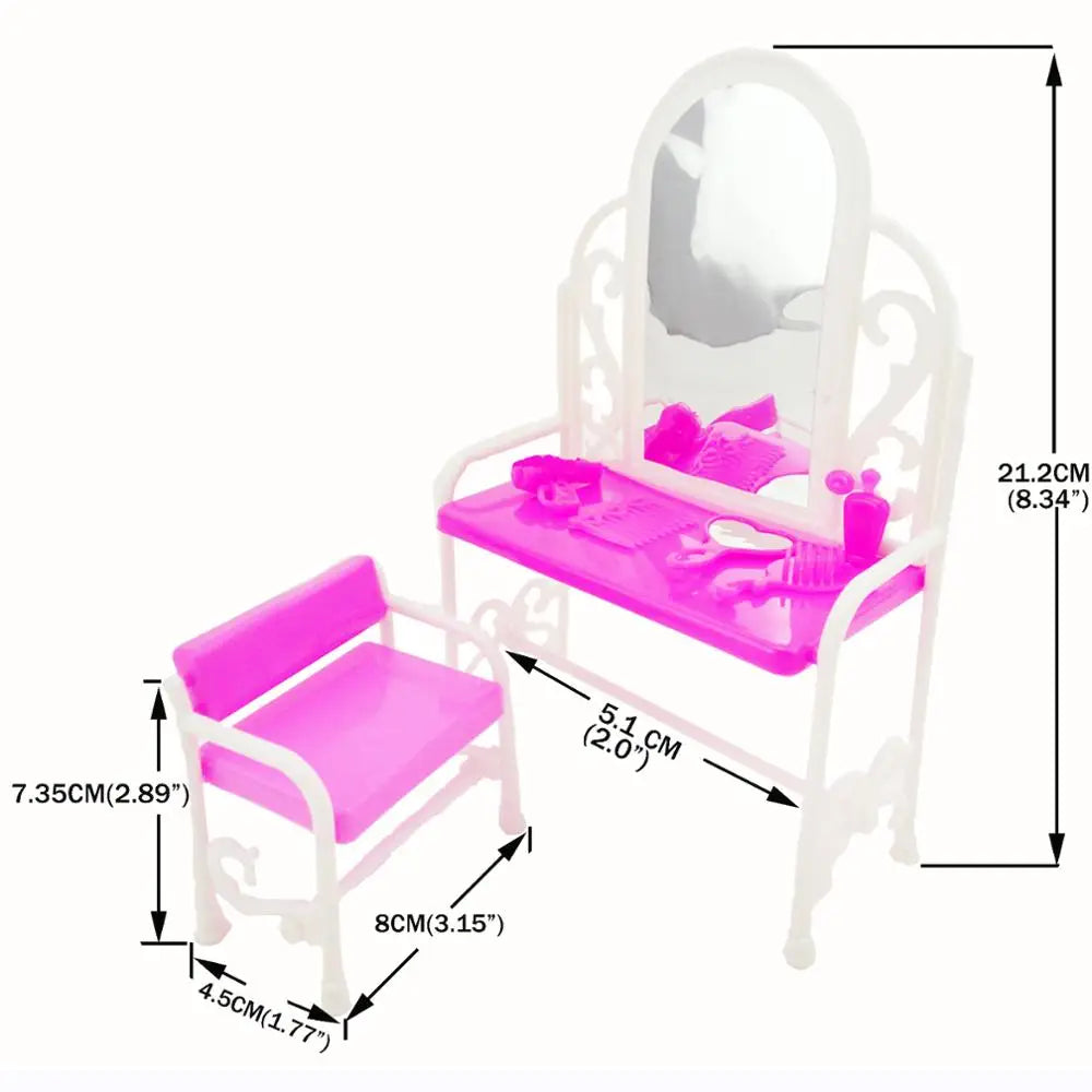 Mixed Doll Accessories Shoe Rack Pink Bed Bike Bag Sofa Dresser Display Doll Holder Dollhouse Furniture for 30cm Girl Doll Toy Good Vibrations