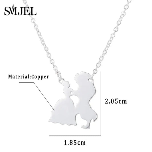2025 New Movie Jewelry Beauty and the Beast Necklace for Women Prince Princess Pendant Necklaces Lover Accessories Gifts Good Vibrations Adult Super Store