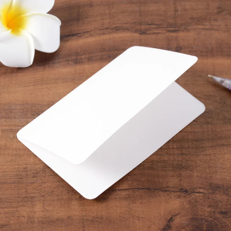 DIY Handmade Invitation Card 10PCS Blank Kraft Paper Gift Bouquet Message Card Folding Greeting Card For Festival Birthday Decor Good Vibrations