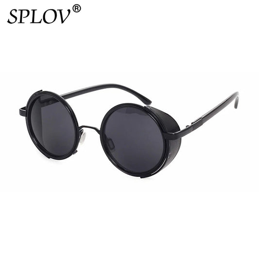 Retro Steampunk Sunglasses Men Women Round Metal Shields Sun Glasses Brand Designer Fashion Eyewear Mirror Lens UV400 Good Vibrations