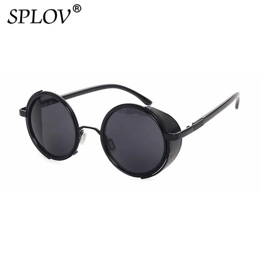 Retro Steampunk Sunglasses Men Women Round Metal Shields Sun Glasses Brand Designer Fashion Eyewear Mirror Lens UV400 Good Vibrations