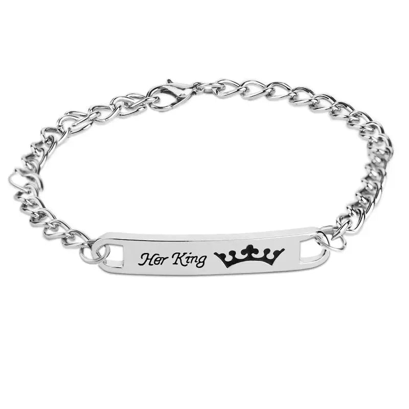 his queen her king Bracelets for lovers Women Bending statement couple Gift imperial crown bracelet for girlfriend boyfriend Good Vibrations