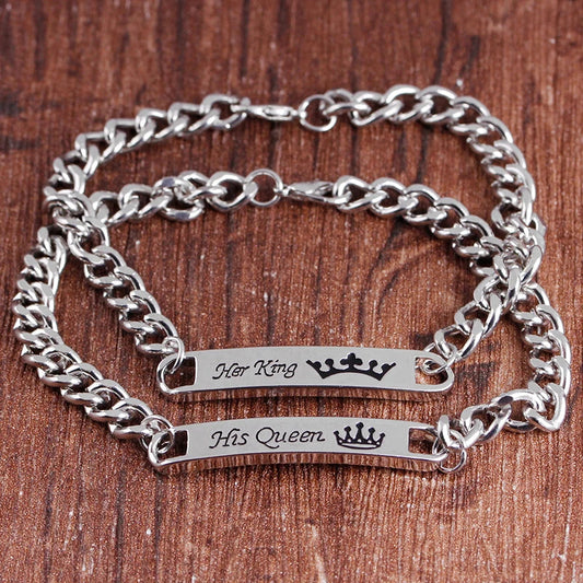 his queen her king Bracelets for lovers Women Bending statement couple Gift imperial crown bracelet for girlfriend boyfriend Good Vibrations