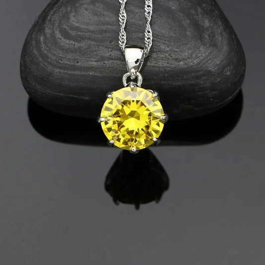 925 Sterling Silver Bridal Jewelry Sets For Women Yellow Cubic Zirconia Earrings Pendant Ring Bracelet Necklace Set Good Vibrations