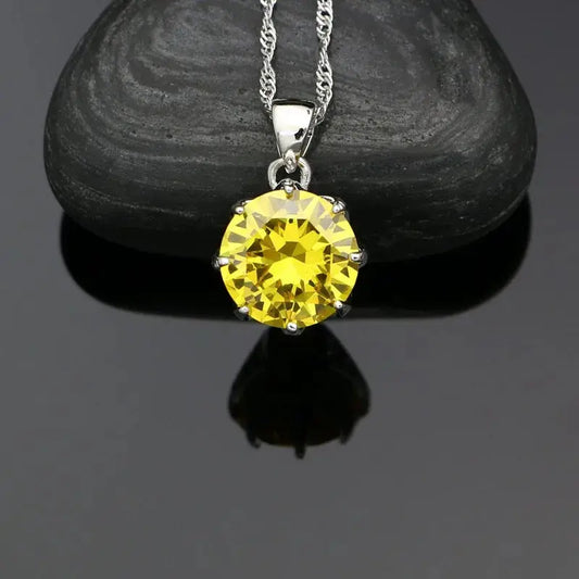 925 Sterling Silver Bridal Jewelry Sets For Women Yellow Cubic Zirconia Earrings Pendant Ring Bracelet Necklace Set Good Vibrations