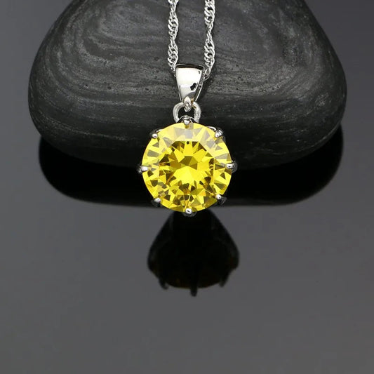 925 Sterling Silver Bridal Jewelry Sets For Women Yellow Cubic Zirconia Earrings Pendant Ring Bracelet Necklace Set Good Vibrations