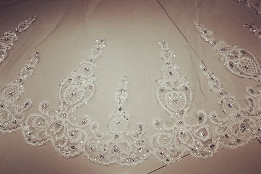 Hot Sale Top Quality Long Lace 1 Layer White Ivory 1.8 Meters Width 3.5 Meters Long Wedding Veil for Bridal With Comb MPB21 Good Vibrations