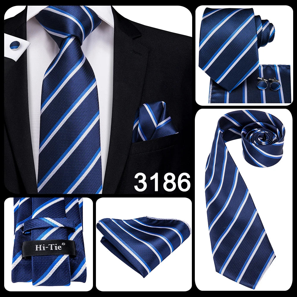 Hi-Tie 8.5cm Business Black Solid Paisley 100% Silk Men's Tie Neck Strip Ties for Men Formal Luxury Wedding Neckties Gravatas Good Vibrations