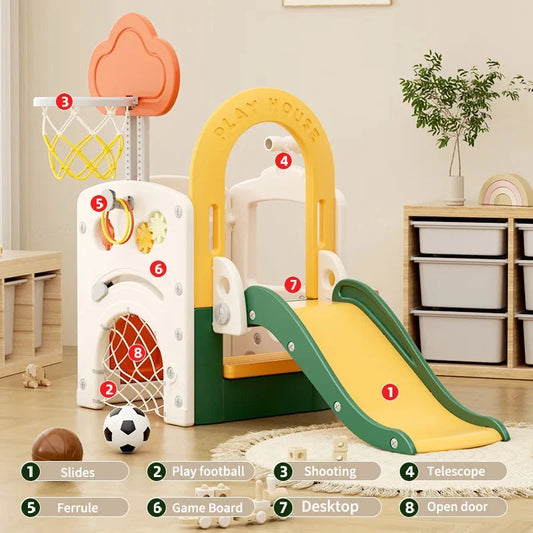 Feelkids Kids Fun Space Slide Playhouse Home Plastic Toy Toddler Baby Slide for Kids Indoor Children's Playground Good Vibrations