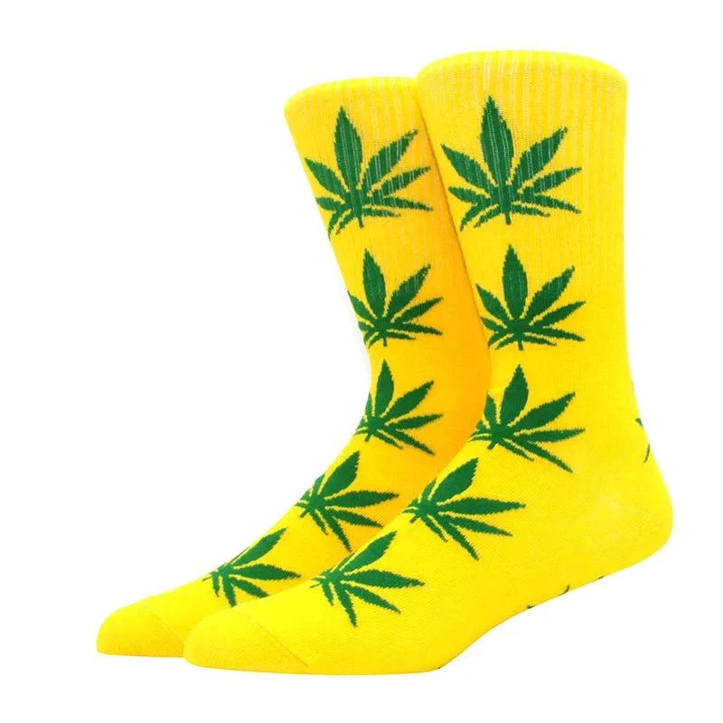 1 pair Men's Fashion Business Weed Hemp Cotton Socks Street Fashion Skateboard Couple Girls Harajuku Trend Socks Give Men a Gift Good Vibrations Adult Super Store