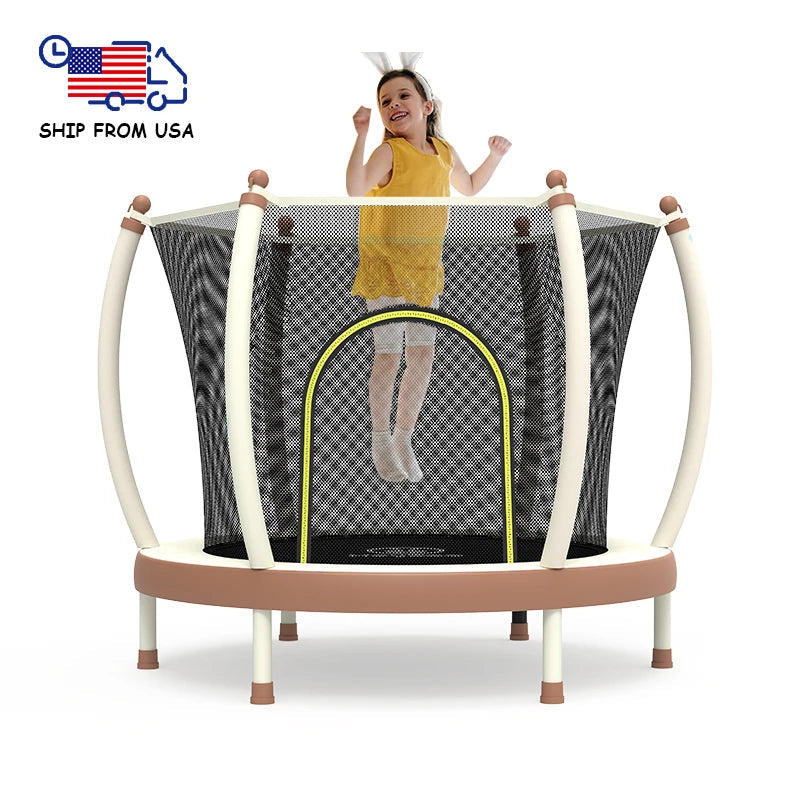 Zoshine 60" Indoor Baby Trampoline, Multi Color Mini Design Save Space, Inside Safe Enclosure Net with Bounce Jumping Mat Good Vibrations