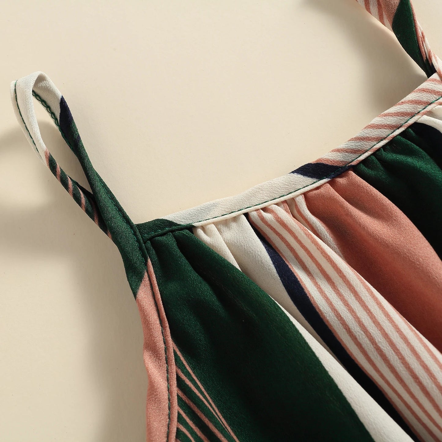 Girls Casual Bandage Sleeveless Suspender Jumpsuit Summer Fashion Stripe Printing Overalls Long Pants Children's Clothing Good Vibrations