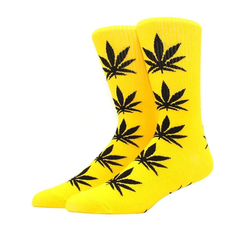 1 pair Men's Fashion Business Weed Hemp Cotton Socks Street Fashion Skateboard Couple Girls Harajuku Trend Socks Give Men a Gift Good Vibrations Adult Super Store