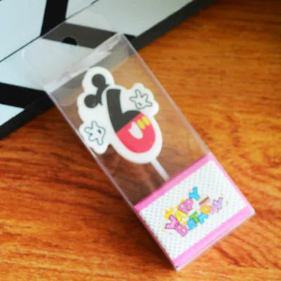 Hot Happy Birthday Number 0-9 Candles Cartoon Mickey Minnie Mouse Candle Cake Cupcake Topper Party Decoration Supplies DIY Gifts Good Vibrations