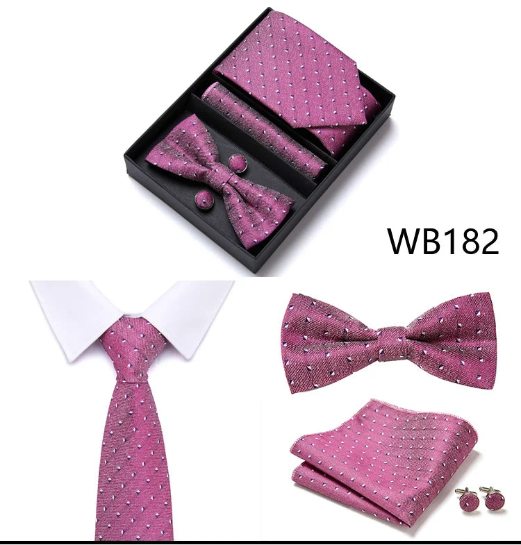 Tie For Men Formal Dress Tuxedo NeckTie Handkerchief Bow Tie Set PlaisyParty Groom Wedding Butterfly Bowtie In Box Good Vibrations